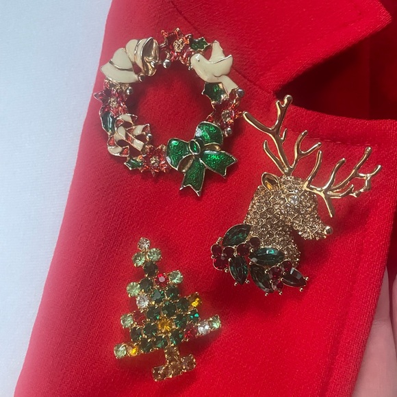 Jewelry - 3 Holiday Christmas Brooches Pins